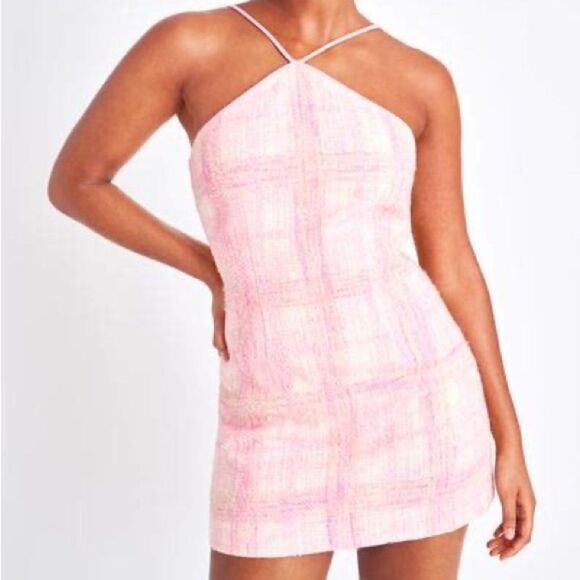 Love Shack Fancy Pink Tweed Gandler Dress Bows down back SIZE 10 - Picture 2 of 4